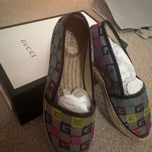 Gucci Multicolor GG Pattern Velvet Espadrilles